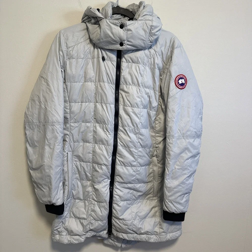 Canada Goose Women's Ellison Down Jacket Packable XL Light Grey Pre Owned - Picture 2 of 11